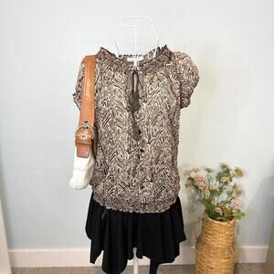 Cute vintage y2k animal print babydoll blouse top